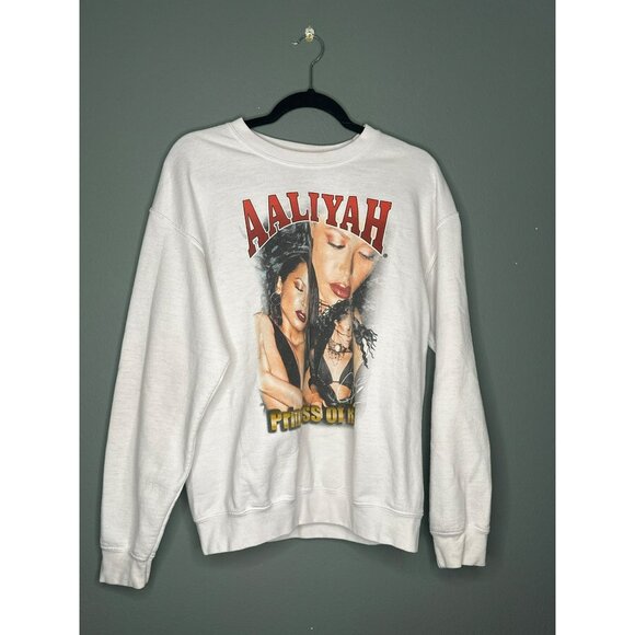 Aaliyah White Crewneck Pullover Sweater Women's Small / Medium - Picture 1 of 7